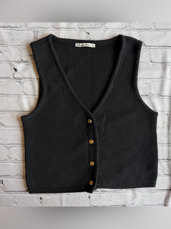 Abercrombie & Fitch Sweaters - Abercrombie & Fitch Women's Knit Sweater Vest  Preppy Gold Buttons Medium Retro